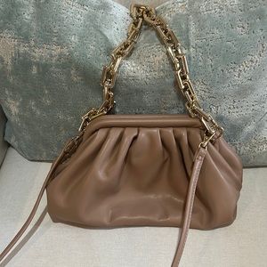 Tan purse with short and long straps
